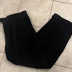 Zagato Black Corduroys with Pleats and Cuffed Pants